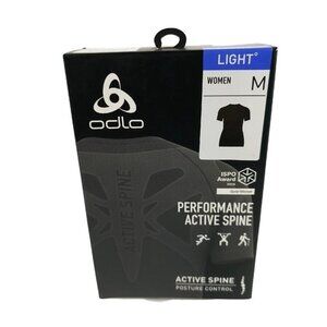 ODLO Women’s Black Performance Active Spine Short Sleeve Top Size MEDIUM